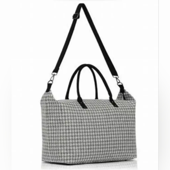 Lulu Dharma Gray Houndstooth Weekender Tote Bag -NWT - Picture 2 of 2